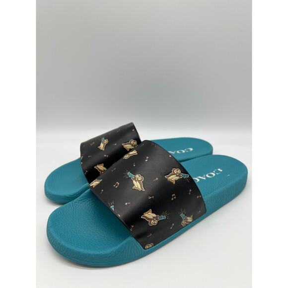 Coach Women's Udele Sport Slide Bird Printed Black Blue C6965 Size 10B - Picture 7 of 12
